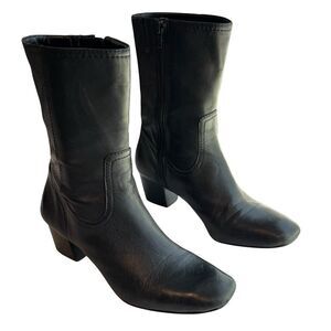 Antonio Melani Women's Black Leather Mid-Calf Boots Size 7